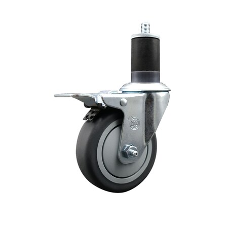 Service Caster 4'' SS Thermoplastic Rubber Swivel 1-5/8'' Expanding Stem Caster Total Lock Brake SCC-SSEXTTL20S414-TPRB-158